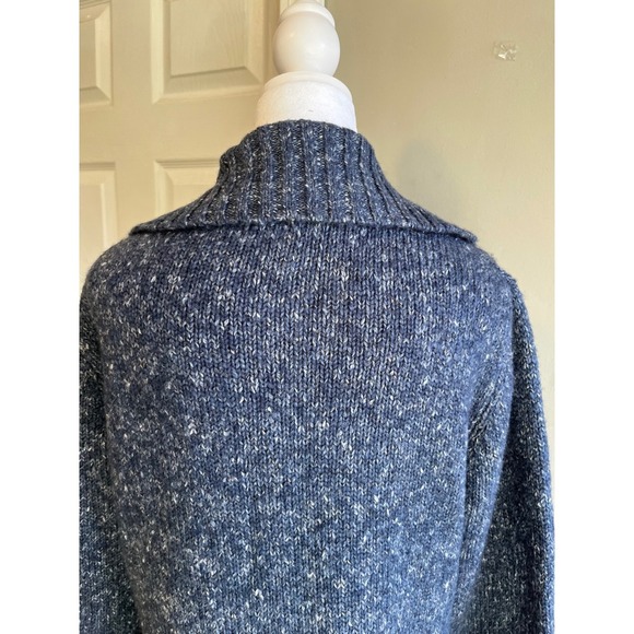 LL BEAN Cable Knit Cardigan Sweater with Shawl Collar, Button Front, Blue, Cozy - Picture 4 of 6